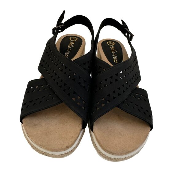 Bella Vita Black Wedge Sandals Women's Size 6.5 NWT - Picture 1 of 8